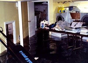 A laundry room flood in Simi Valley, with several feet of water flooded in.