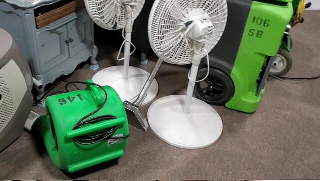 The drying devices set up in our customers basement at the time of our inspectors arrival.