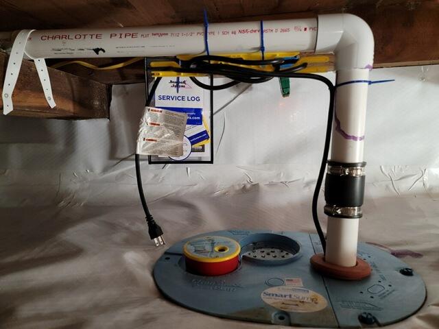 Sump pump installed