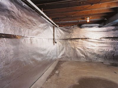 ThermalDry® vapor barrier and radiant heat barrier for finished basement walls