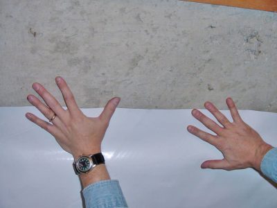closeup of a plastic basement wall covering on concrete in