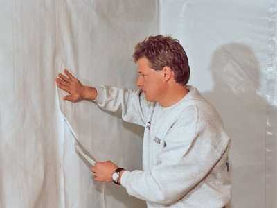 Moorpark, California installation in progress of a crawl space vapor barrier